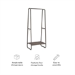 Linon Paisley Tall Steel Clothing Rack Distressed Wood Shelf 4 Hooks in Pewter