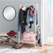 Linon Paisley Tall Steel Open Clothing Rack Natural Wood Shelf 4 Hooks in White