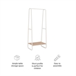 Linon Paisley Tall Steel Open Clothing Rack Natural Wood Shelf 4 Hooks in White