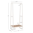 Linon Paisley Tall Steel Open Clothing Rack Natural Wood Shelf 4 Hooks in White