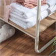 Linon Paisley Tall Steel Open Clothing Rack Natural Wood Shelf 4 Hooks in White