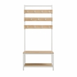 Linon Larkin White Metal Hall Tree 11 Hooks and 2 Shelves in Natural Wood