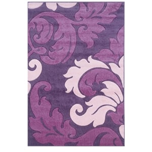 Linon Corfu Damask Frieze Yarn Pile 8'x10'3&quot Area Rug in Purple & Pink