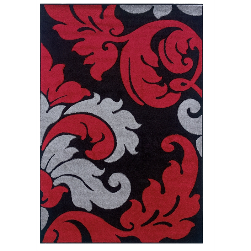 Linon Corfu Damask Frieze Yarn Pile  5'x7'7
