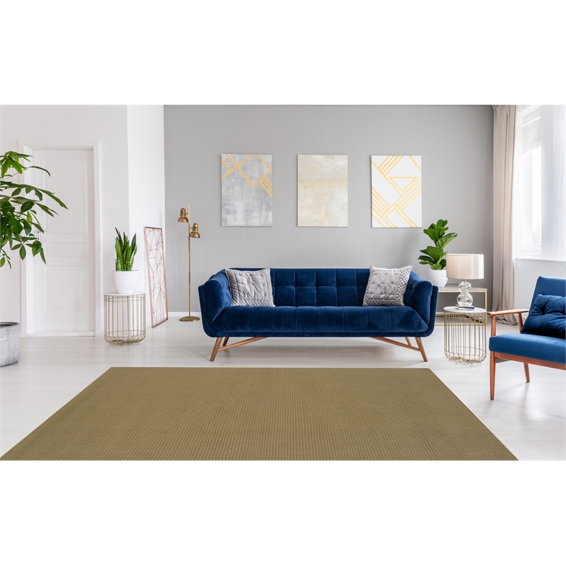 Linon Classic Stripe Wool 8'x11' Area Rug in Cedar Green
