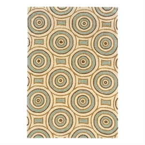 Linon Trio Combs Polyester 5'x7' Area Rug in Cream & Aqua