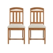 Linon Wiley Set of Two Slat Back Side Chairs Cream Padded Seats in Brown Wood