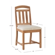 Linon Wiley Set of Two Slat Back Side Chairs Cream Padded Seats in Brown Wood