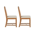 Linon Wiley Set of Two Slat Back Side Chairs Cream Padded Seats in Brown Wood