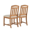 Linon Wiley Set of Two Slat Back Side Chairs Cream Padded Seats in Brown Wood