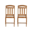 Linon Wiley Set of Two Slat Back Side Chairs Cream Padded Seats in Brown Wood