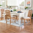 Linon Wiley Set of Two Slat Back Side Chairs Cream Padded Seats in Brown Wood