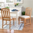 Linon Wiley Set of Two Slat Back Side Chairs Cream Padded Seats in Brown Wood
