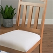 Linon Wiley Set of Two Slat Back Side Chairs Cream Padded Seats in Brown Wood