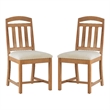 Linon Wiley Set of Two Slat Back Side Chairs Cream Padded Seats in Brown Wood