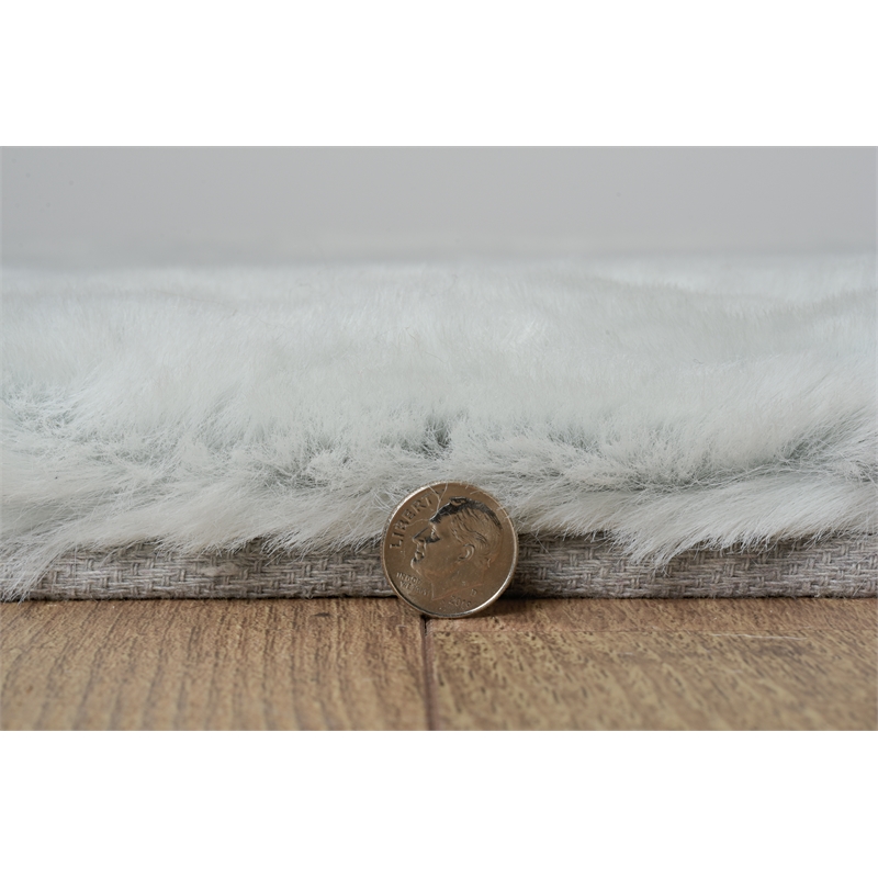 Linon Maven Faux Rabbit 5' x 7' Area Rug in Pastel Blue