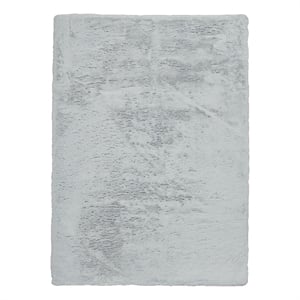 Linon Maven Faux Rabbit 5' x 7' Area Rug in Pastel Blue