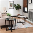 Linon 3 Piece Wood Coffee & End Table Set Glass Top in Umber Paint