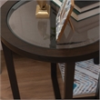 Linon 3 Piece Wood Coffee & End Table Set Glass Top in Umber Paint