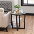 Linon 3 Piece Wood Coffee & End Table Set Glass Top in Umber Paint