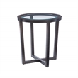 Linon 3 Piece Wood Coffee & End Table Set Glass Top in Umber Paint