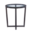 Linon 3 Piece Wood Coffee & End Table Set Glass Top in Umber Paint