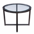 Linon 3 Piece Wood Coffee & End Table Set Glass Top in Umber Paint