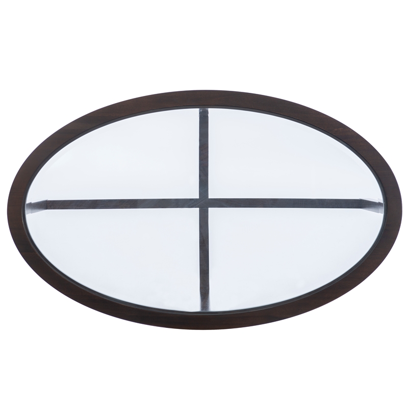 Linon 3 Piece Wood Coffee & End Table Set Glass Top in Umber Paint