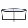 Linon 3 Piece Wood Coffee & End Table Set Glass Top in Umber Paint