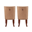 Linon Hale Set of 2 Tan Faux Leather Upholstered Dining Chairs Brown Wood Legs