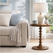 Linon Tara Round Spindle Side Table in Hazelnut Finished Rubberwood