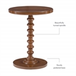 Linon Tara Round Spindle Side Table in Hazelnut Finished Rubberwood