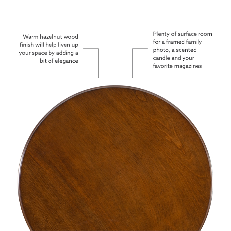 Linon Tara Round Spindle Side Table in Hazelnut Finished Rubberwood