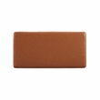 Linon Hawn Rectangle Storage Ottoman Natural Wood Trim in Caramel Faux Leather