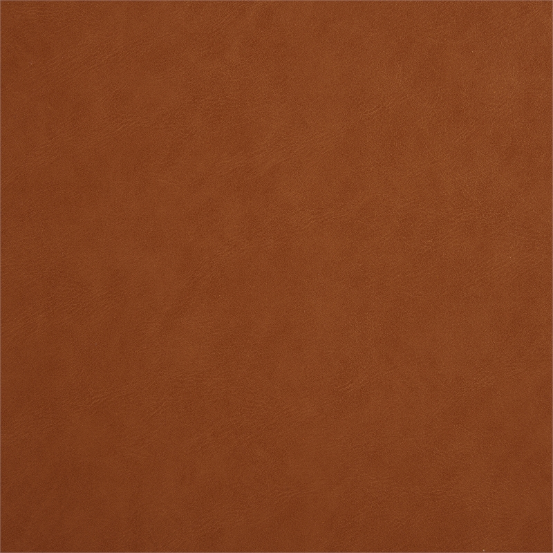 Linon Hawn Rectangle Storage Ottoman Natural Wood Trim in Caramel Faux Leather