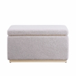 Linon Hawn Rectangle Storage Ottoman Natural Wood Trim in Soft Grey Sherpa