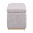 Linon Hawn Rectangle Storage Ottoman Natural Wood Trim in Soft Grey Sherpa