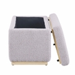 Linon Hawn Rectangle Storage Ottoman Natural Wood Trim in Soft Grey Sherpa