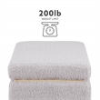 Linon Hawn Rectangle Storage Ottoman Natural Wood Trim in Soft Grey Sherpa