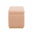 Linon Hawn Rectangle Storage Ottoman Natural Wood Trim in Soft Tan Sherpa