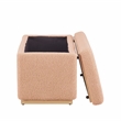 Linon Hawn Rectangle Storage Ottoman Natural Wood Trim in Soft Tan Sherpa