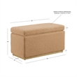 Linon Hawn Rectangle Storage Ottoman Natural Wood Trim in Soft Tan Sherpa