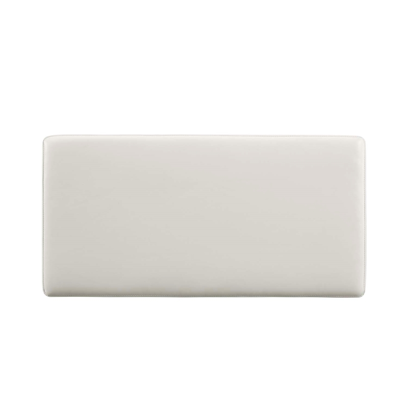 Linon Hawn Rectangle Storage Ottoman Natural Wood Trim in White Faux Leather