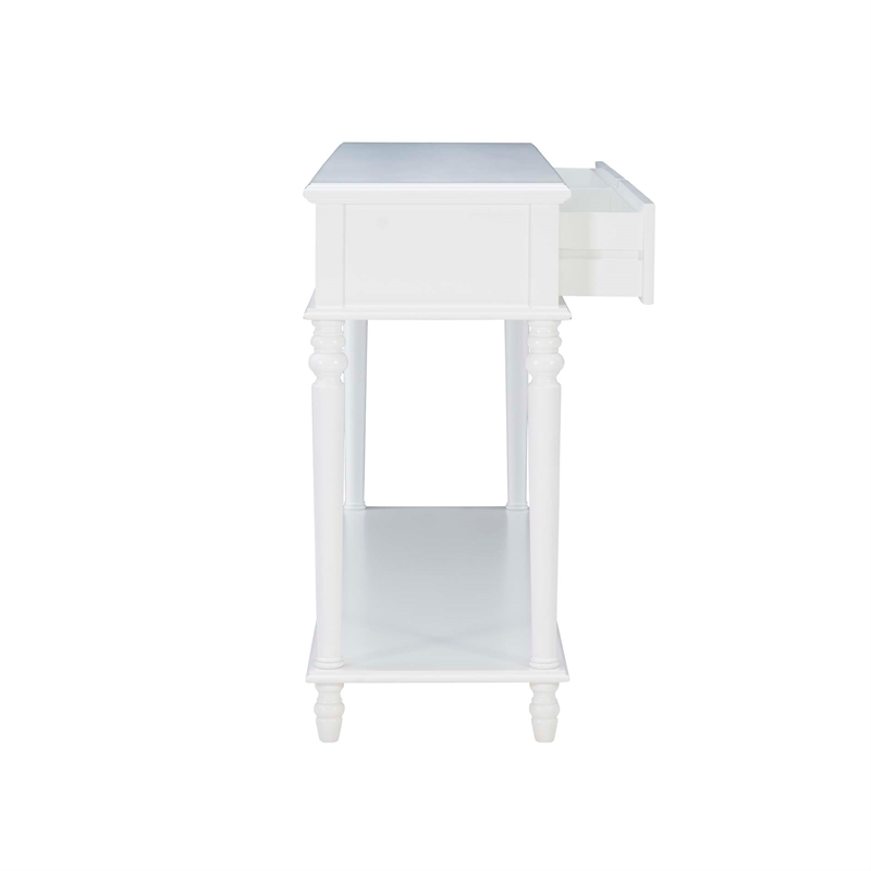 Linon Mavis Wood Console Table with 2 Drawers and Bottom Shelf in White