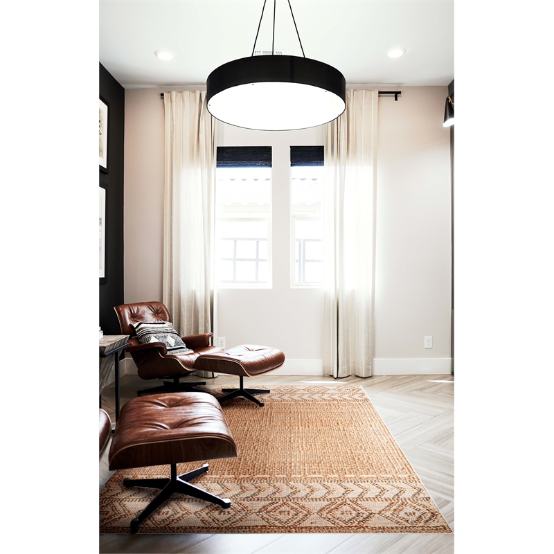 Linon Marion Lansing Polyester 5' x 7' Area Rug in Cream