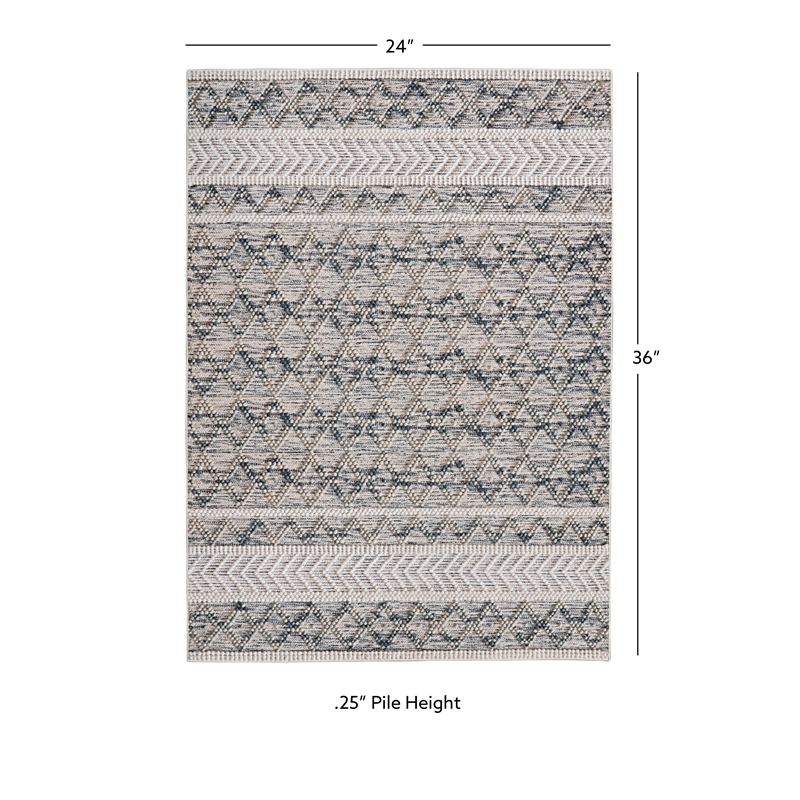 Linon Marion Macomb Polyester 2' x 3' Accent Rug in Cream