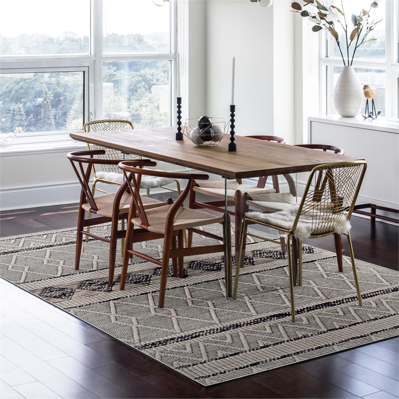 Linon Marion Novi Polyester 8' x 10' Area Rug in Cream