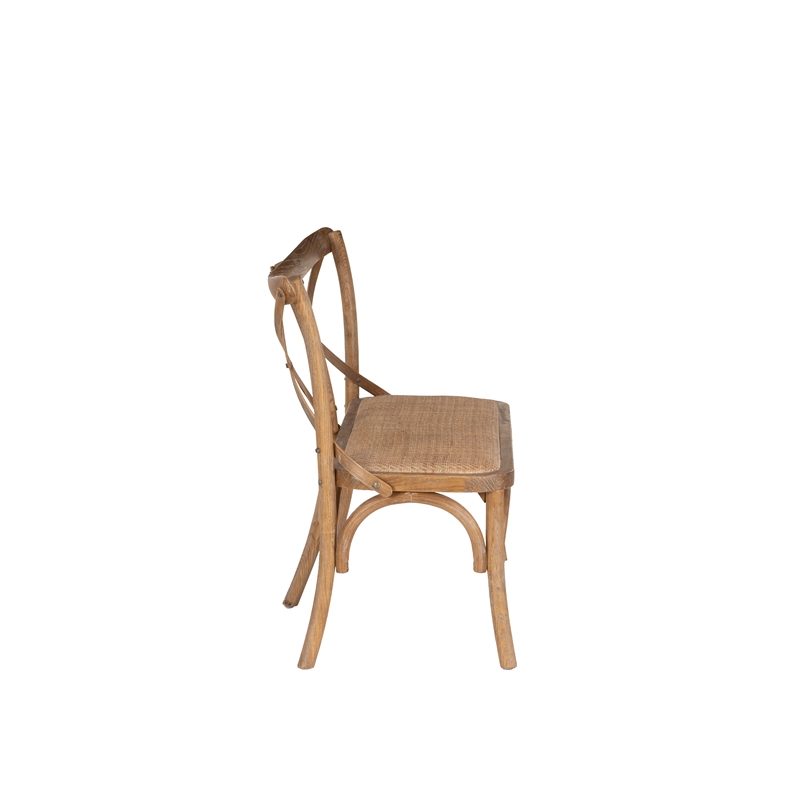 Linon Dallas Bentwood Bench X-Back Rattan Seat in Rustic Antique Brown