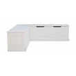 Linon Troyin White Wooden Storage Nook With Beige Cushions and Pillows