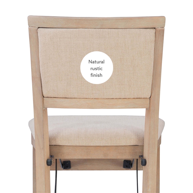 Linon Keira Folding Bar Stool with Fabric Padded Seat and Back in Graywash Wood